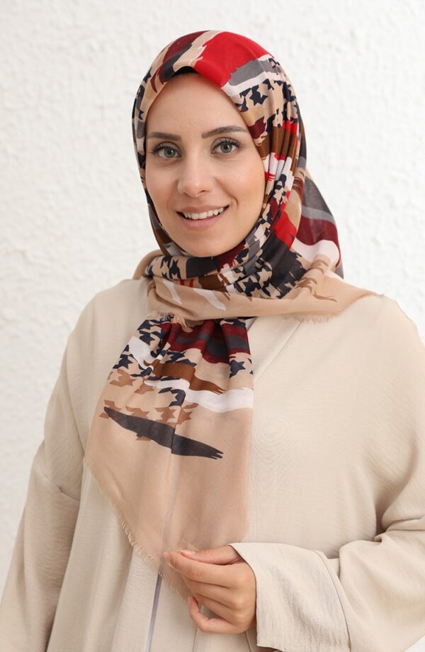 hijab estampado beige